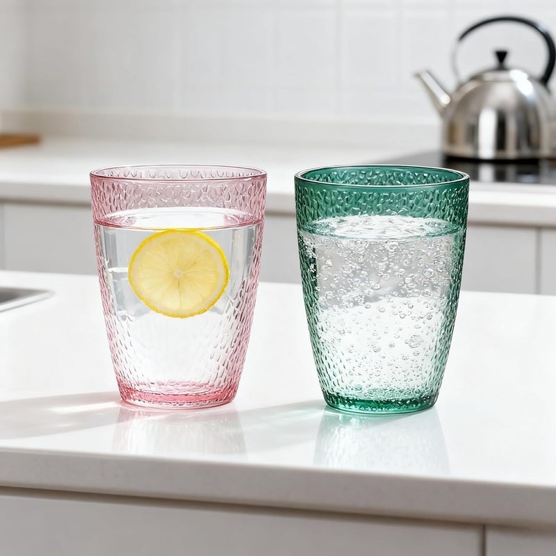 Komost 12oz Plastic Tumblers Set of 2, Reusable & Shatterproof Drinking Glasses for Daily Toothbrushing & Bathroom Use - Image 5